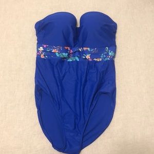 NWT Panache Bandeau One-Piece Swimsuit Cobalt